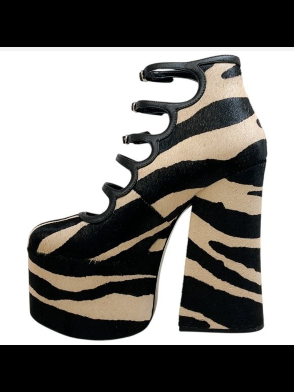 Marc Jacobs Black & Cream Zebra Platform KIKI Heels - Picture 2 of 5